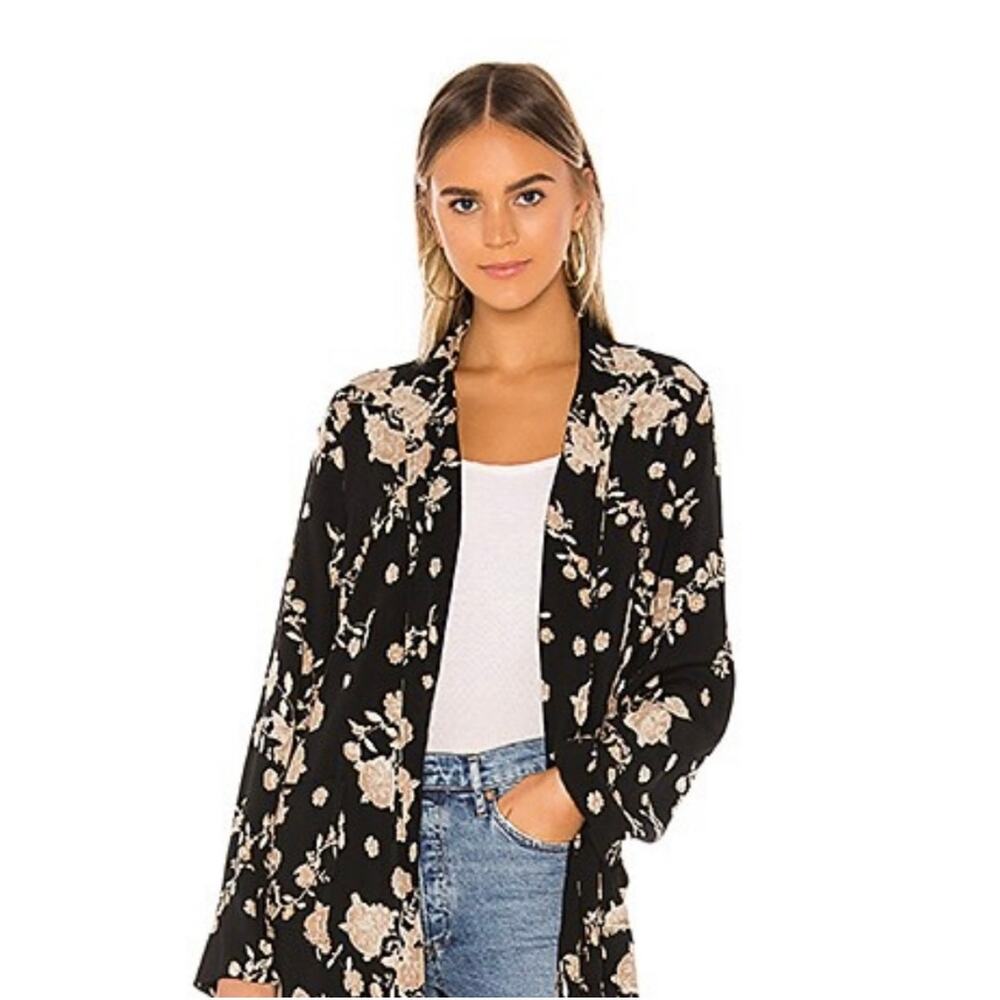 Jen's Pirate Booty Spanish Rose Open Front Kimono Boho Blazer Cardigan